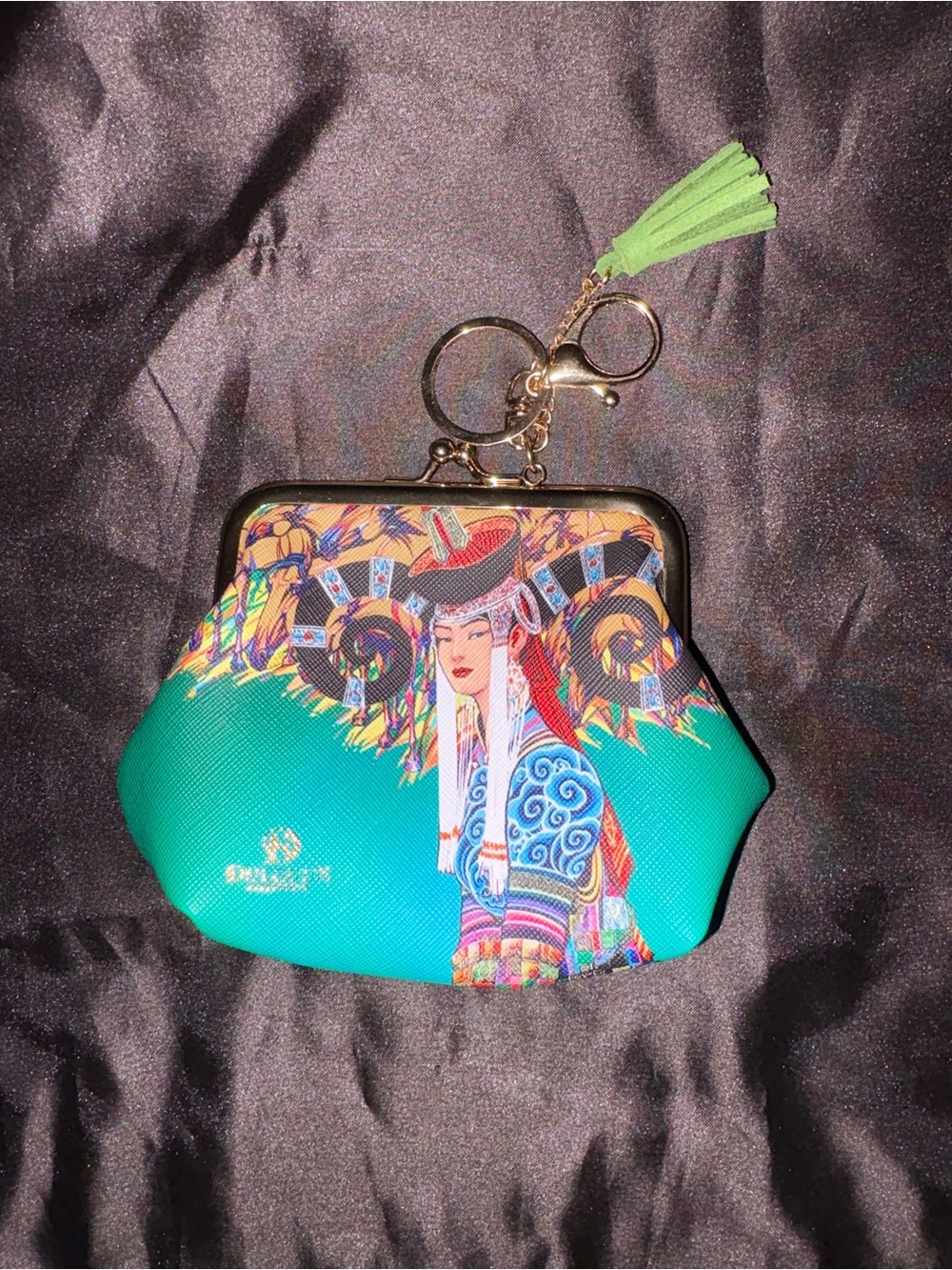 Dulguun Kiss-Lock Clutch Wristlet with Tassel Keyring